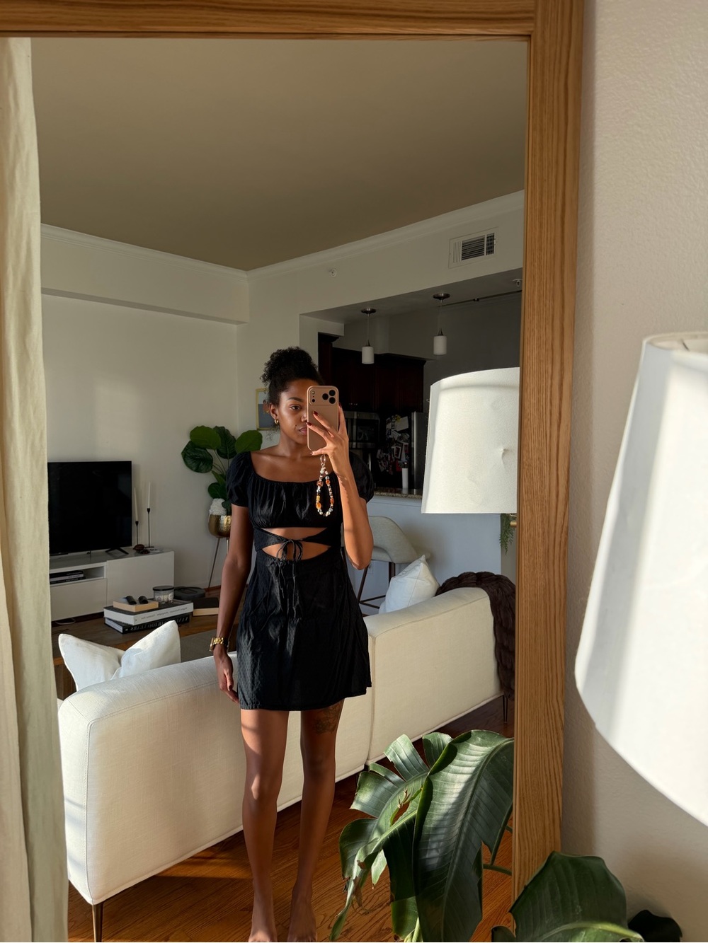 wild fable Black Cutout Tie-Front Mini Dress